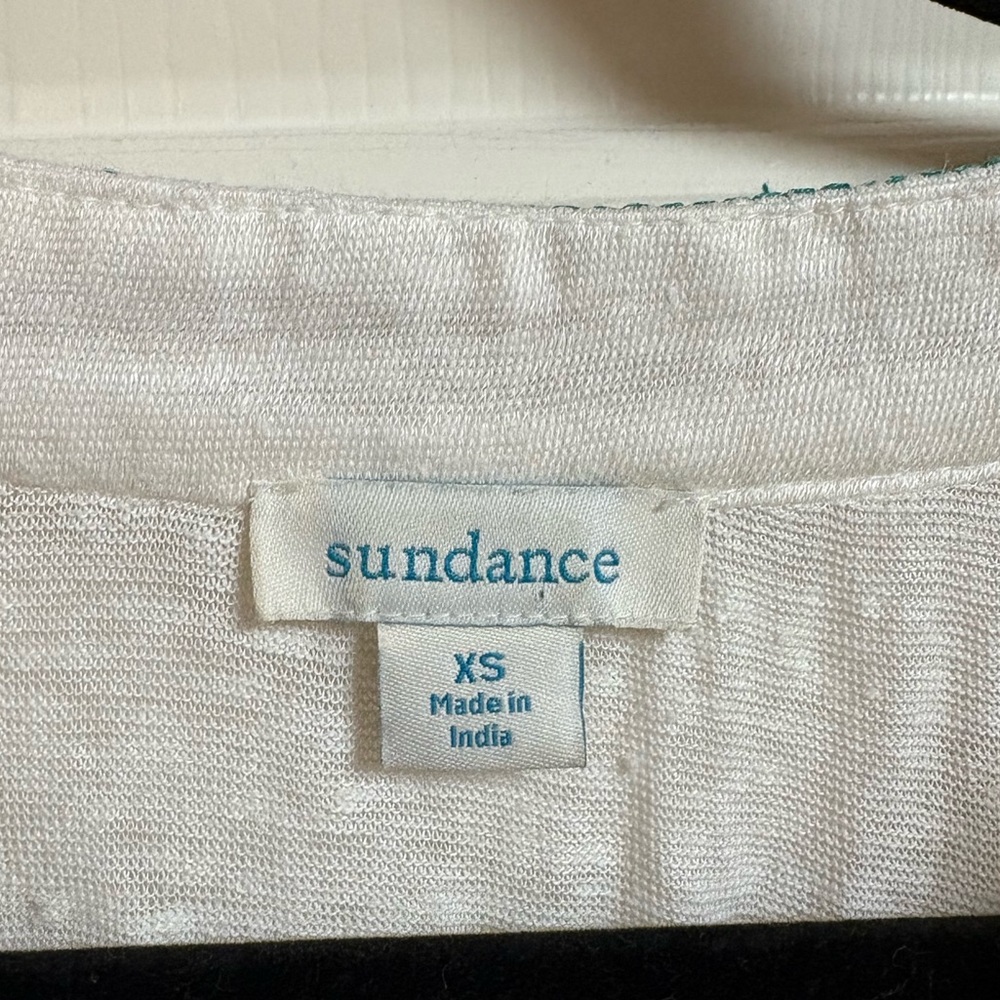 Sundance Long Sleeved Cream Top with Multicolor Accents XS - Picture 5 of 5